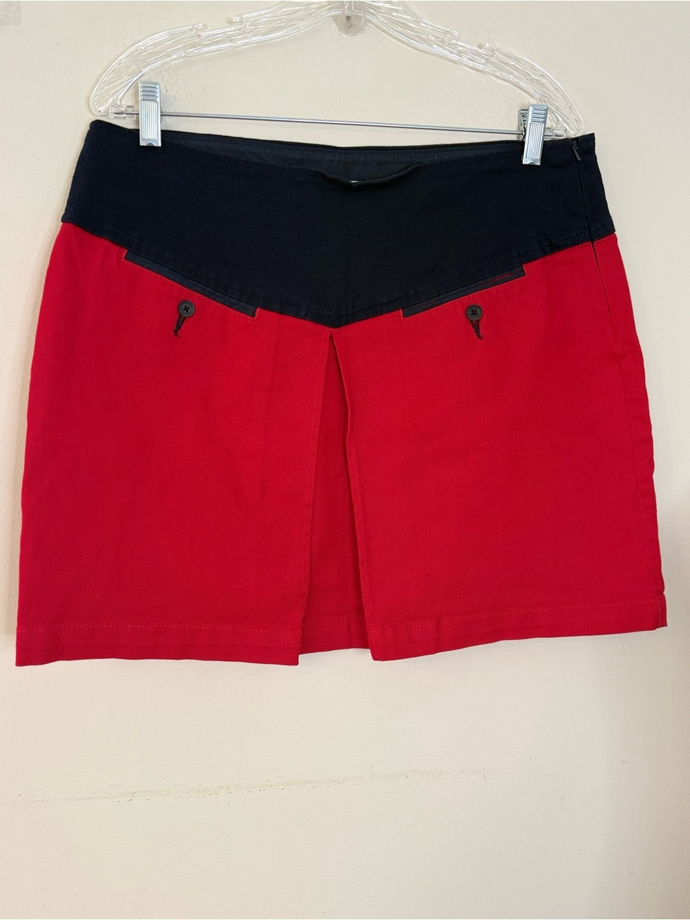 Timmy Hilfiger preppy retro red blue denim pleated mini skirt SZ 12